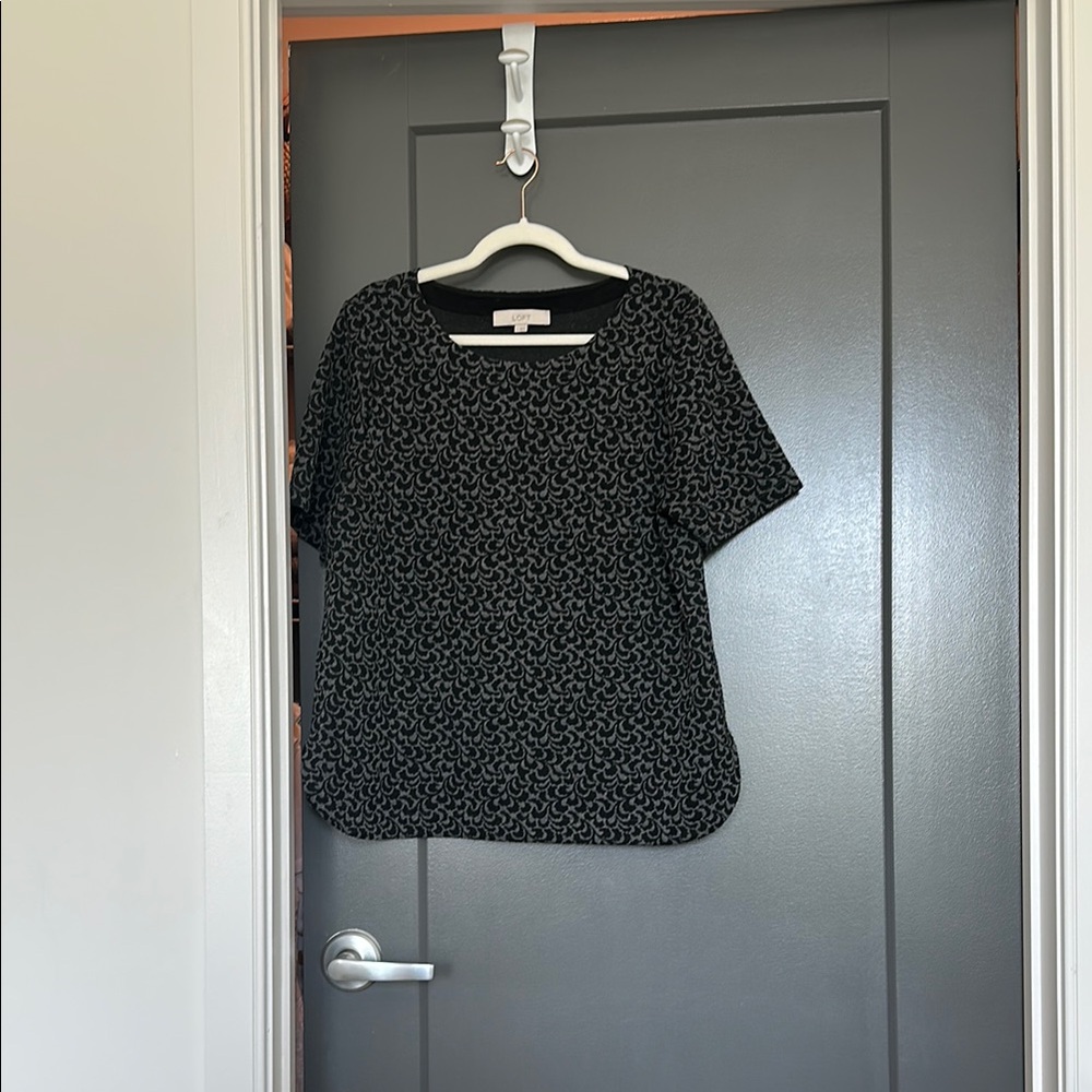 LOFT Black Boxy Short Sleeve Blouse